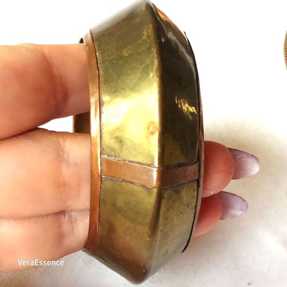 Vintage 1990s Bangle Bracelets Set Of 3 Copper Brass Metals - Picture 10 of 12